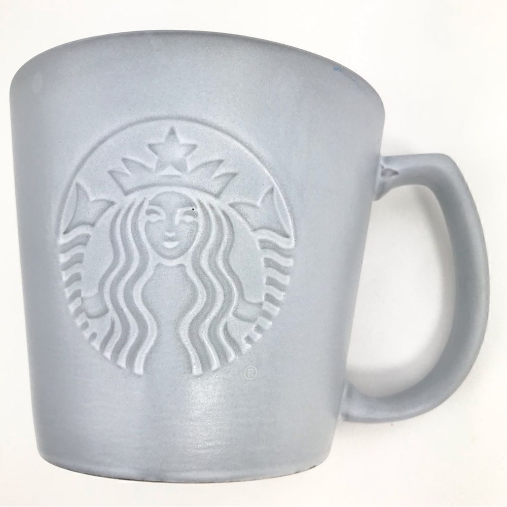 Starbucks Gray Embossed Siren Mermaid Matte Ceramic 12 oz 2019 Collectible Mug